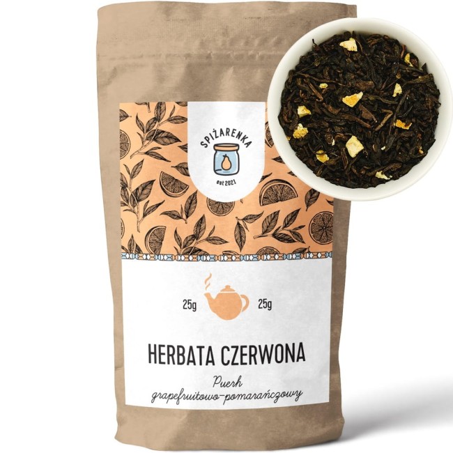 Przejdź do produktu HERBATA CZERWONA Puerh grejpfrutowo-pomarańczowy 25g