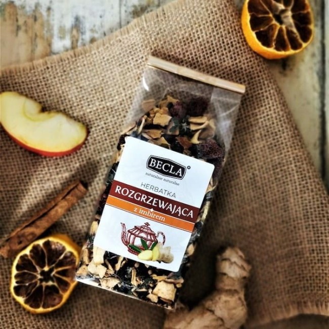 Przejdź do produktu Herbatka rozgrzewająca z imbirem 40g BECLA