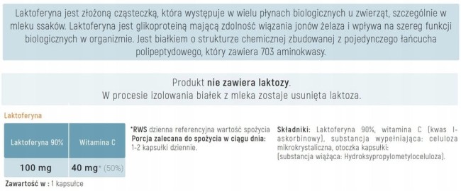 Przejdź do produktu Lactoferrin LAKTOFERYNA LFS 90% Aliness