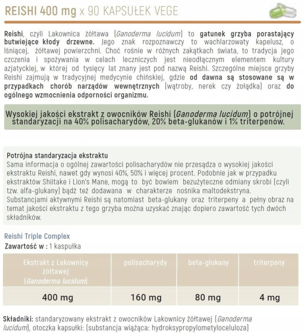 Przejdź do produktu Reishi 400mg Aliness