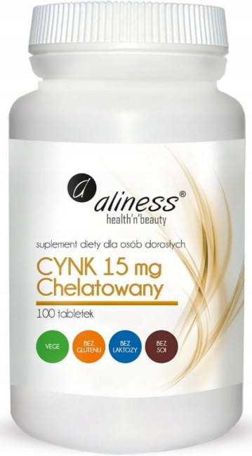 Przejdź do produktu Cynk Chelatowany 15mg Aliness
