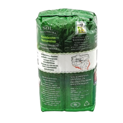 Przejdź do produktu  Sół kłodawska DO PRZETWORÓW BIAŁA DROBNOZIARNISTA 1,1 kg